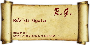 Rádi Gyula névjegykártya