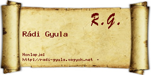 Rádi Gyula névjegykártya
